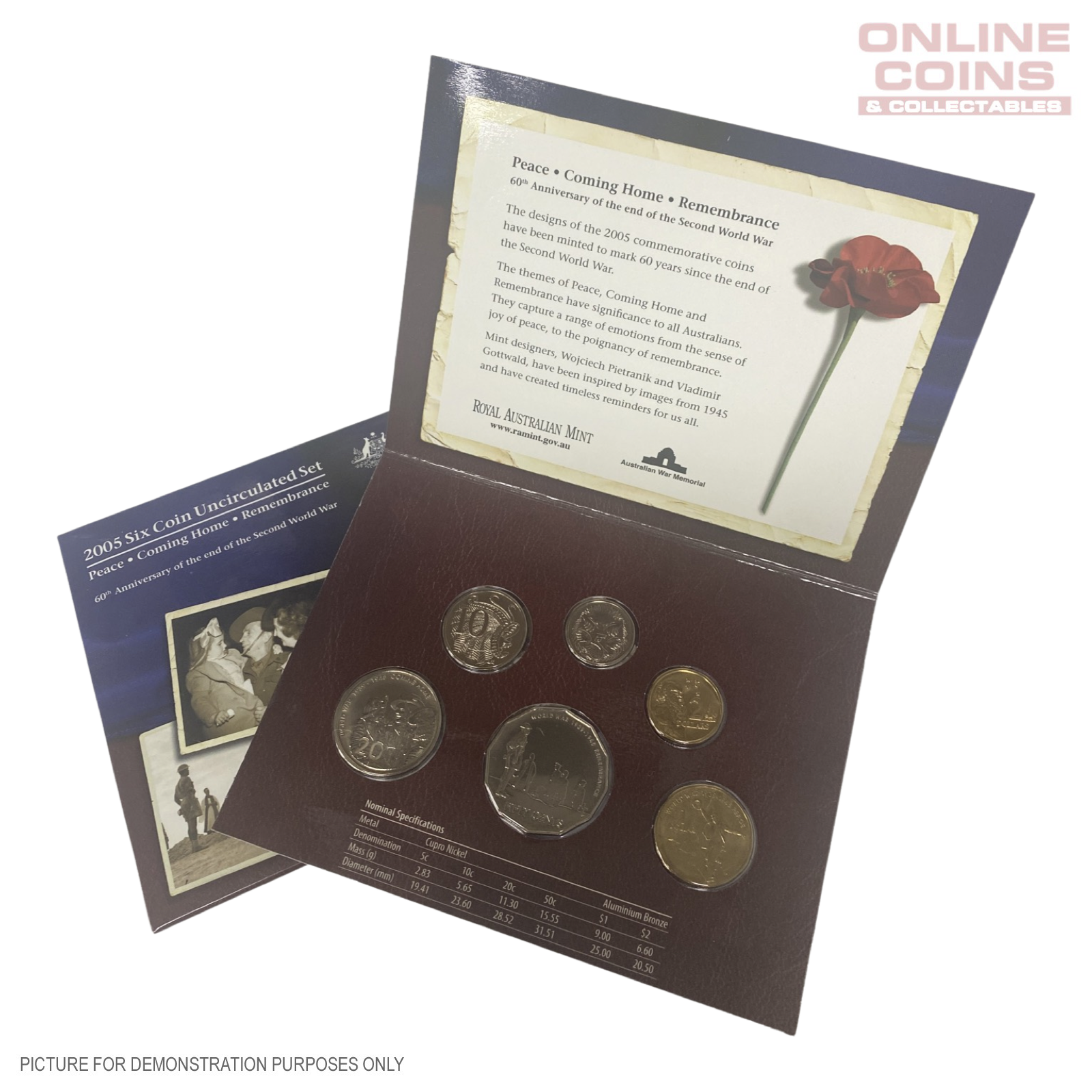 2005 Six Coin Uncirculated Year Set - 60th Anniversary End of WWII